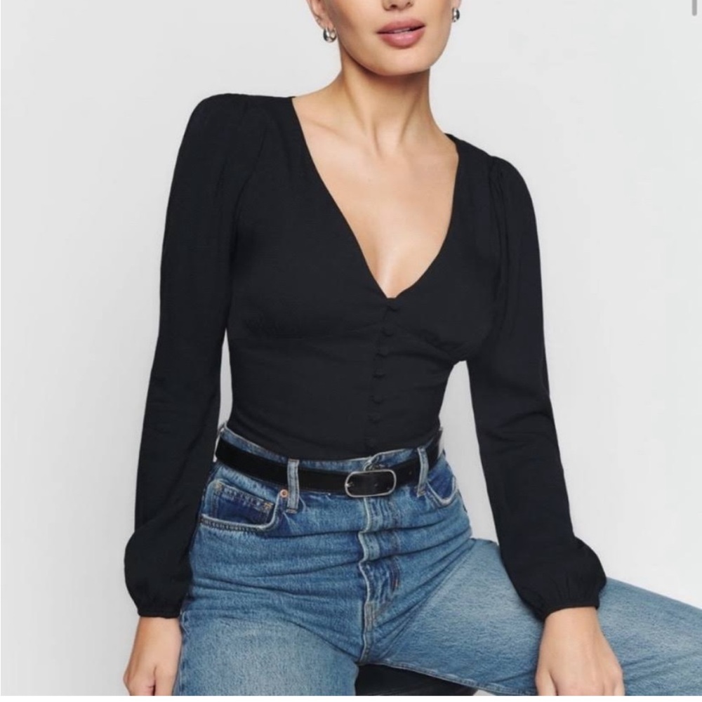 Reformation Size Small Button Front Nell Top In B… - image 2